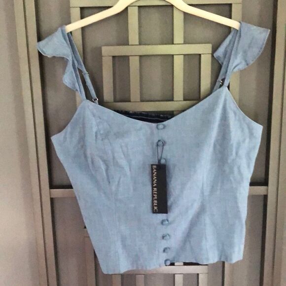 NWT Banana republic cute crop chambray top size L - Picture 1 of 4